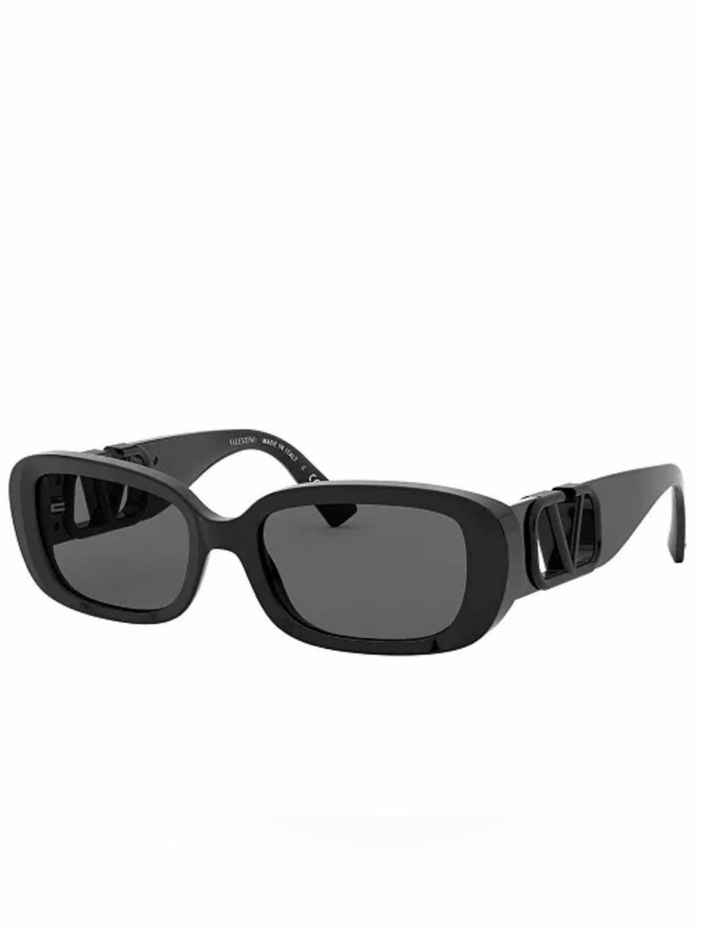 Valentino Black Rectangular Logo-Detail  Sunglasses